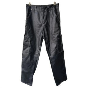 PrettyLittleThing Faux Leather Emo Goth Industrial Grunge Punk Cargo Pants 6